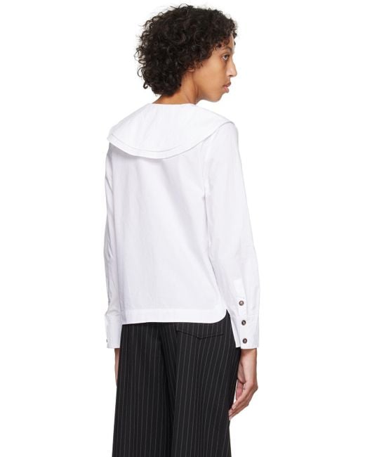 Ganni White Double Collar Shirt