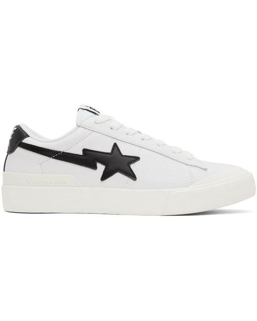 A Bathing Ape Leather Mad Sta Sneakers in White (Black) for Men | Lyst