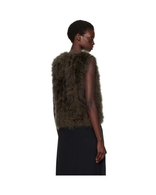 Yves Salomon Black Cropped Feather Gilet Vest