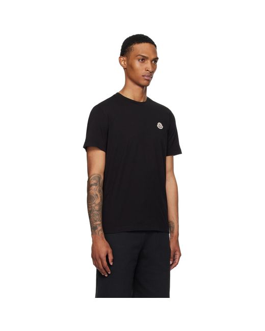 Moncler Black Three-Pack Logo Patch Cotton T-Shirts for men