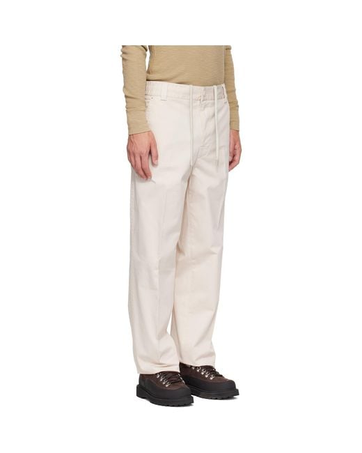Moncler Natural Off- Tailored Cotton Trousers for men