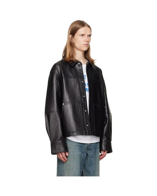 Helmut Lang Black Bonded Leather Jacket for men