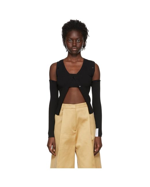 ROKH Black Viscose Cardigantank Top Set