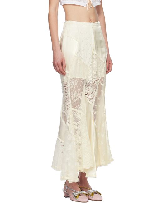 YUHAN WANG Natural Lace Patched Mermaid Midi Skirt