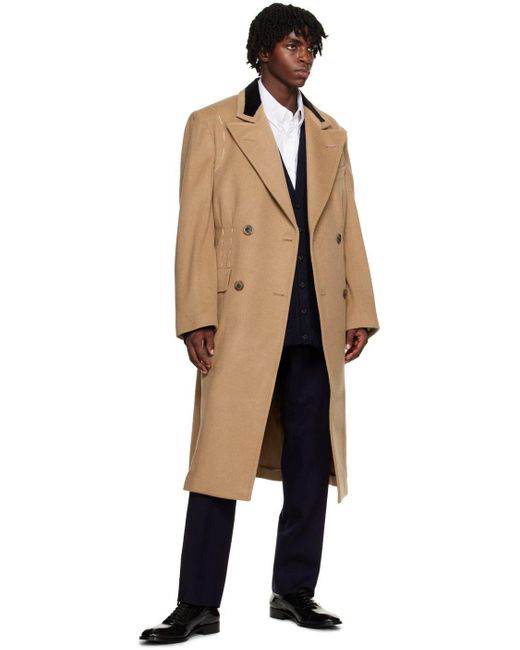 Maison Margiela Tan Stitch Coat in Black for Men Lyst