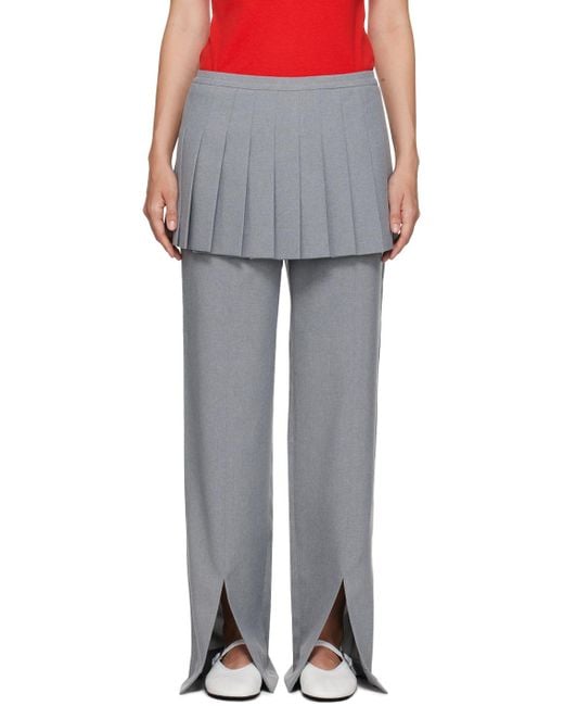Sandy Liang Black Wide-Leg Pleated Skirt Overlay Trousers
