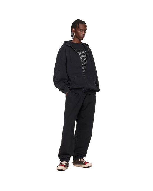 Vetements Black Embroidered Biker Cross Sleeves Zip-Up Hoodie for men