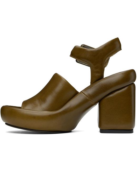 Lemaire Green Padded Wedge Heeled Sandals