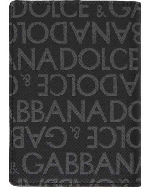 Dolce & Gabbana Black Coated Jacquard Passport Holder for men