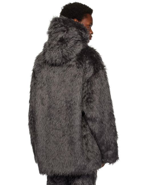 Doublet Gray Animal Faux-fur Jacket in Black for Men | Lyst