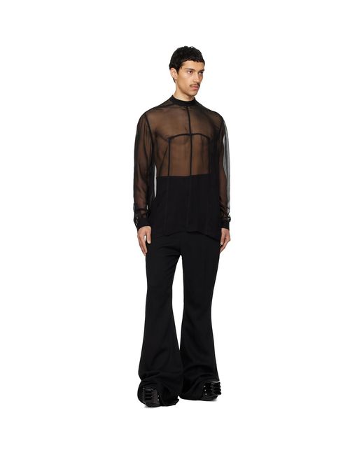 Rick Owens Black Temple Silk Chiffon Fork Shield Top for men