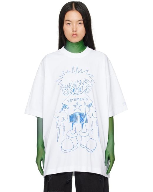 Vetements Drawing T-Shirt in White | Lyst
