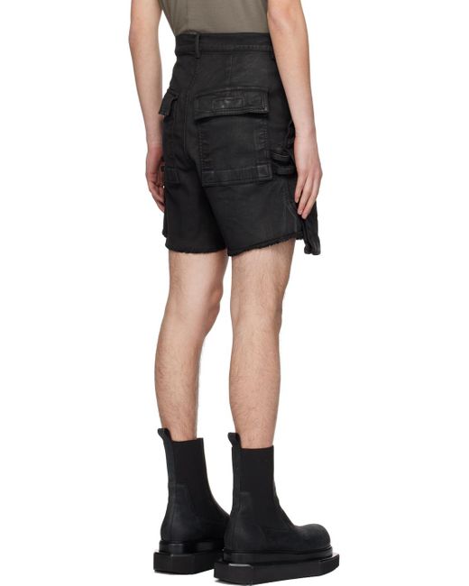 Rick Owens Black Stefan Cargo Denim Shorts for men