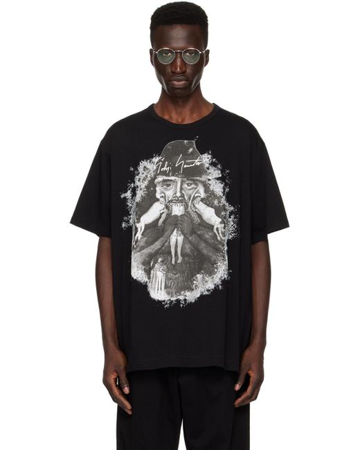 Yohji Yamamoto Black Print T-shirt for men