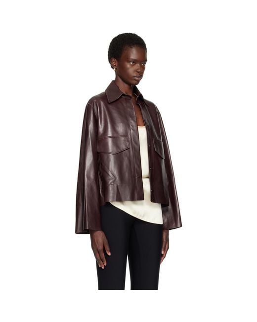 Nour Hammour Brown Darcy Leather Jacket