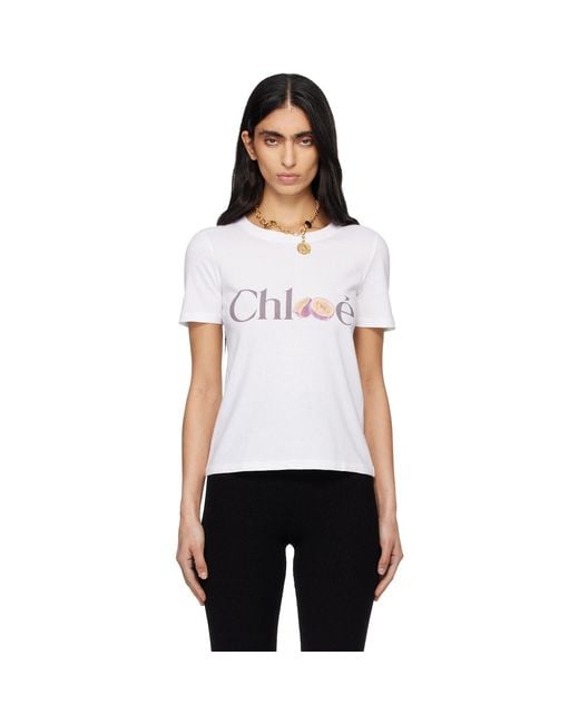 Chloé White Cotton Jersey Baby Fit Logo T-Shirt