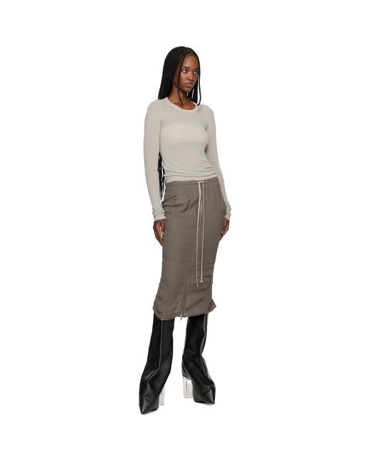 Rick Owens Multicolor Off- Temple Cropped Rib Ls T-Shirt