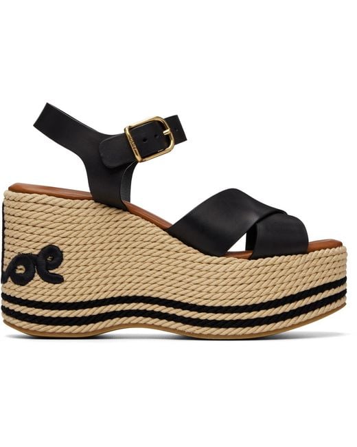 Chloé Black Sand' Wedge Sandals