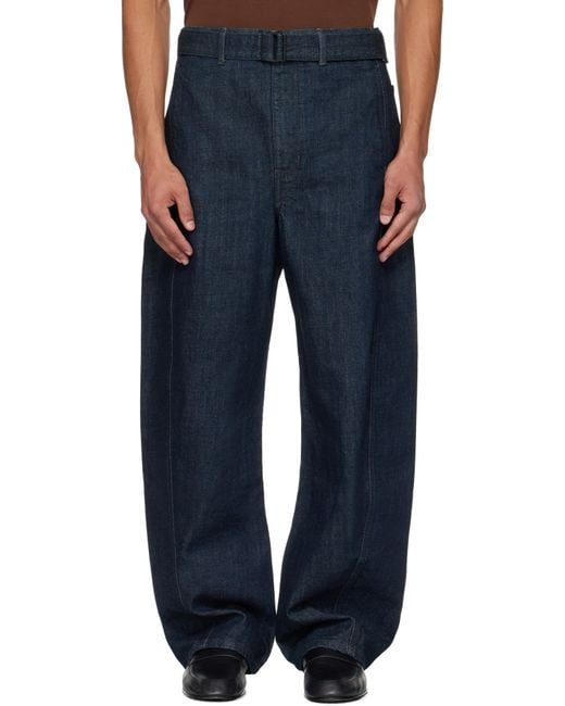 Lemaire Blue Twisted Belted Jeans for men