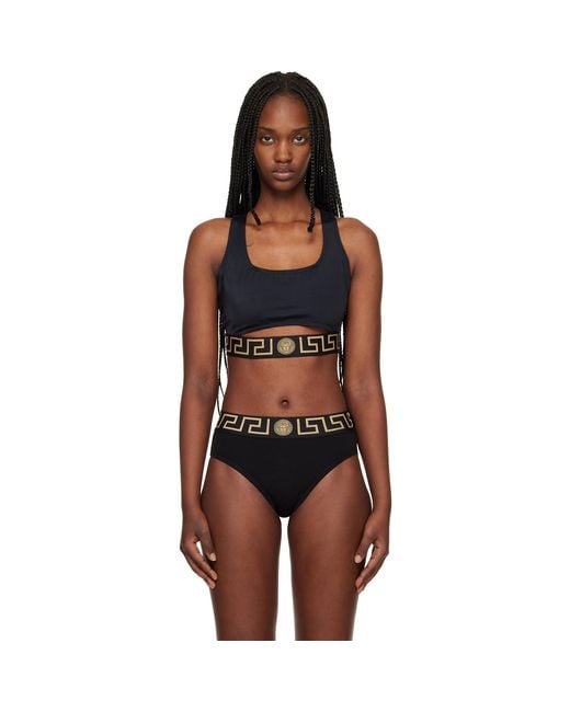 Versace Black Cutout Bikini Top