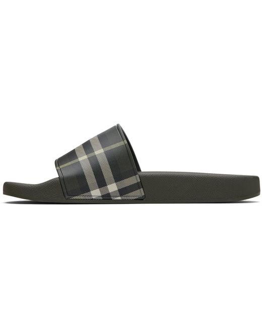 Burberry Black Check Slides for men