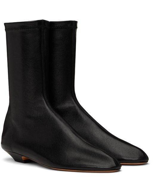 Khaite Black Apollo Flat Ankle Boots