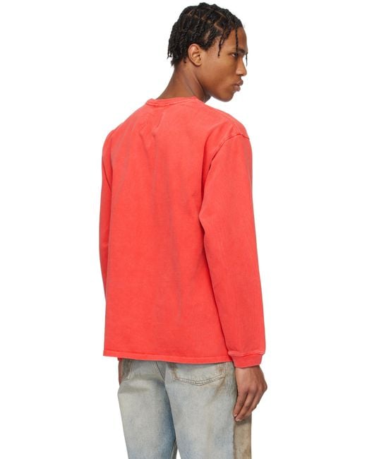 メンズ Rhude レッド Side Logo 長袖Tシャツ Red