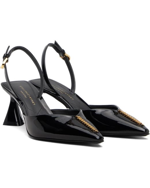 Stella McCartney Black Elsa Patent Slingback Heels