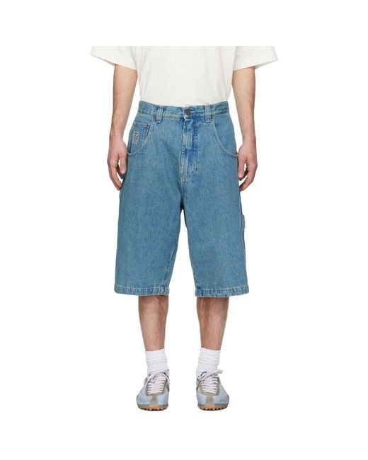 Vetements Blue Biker Cross Hip-Hop Denim Shorts for men