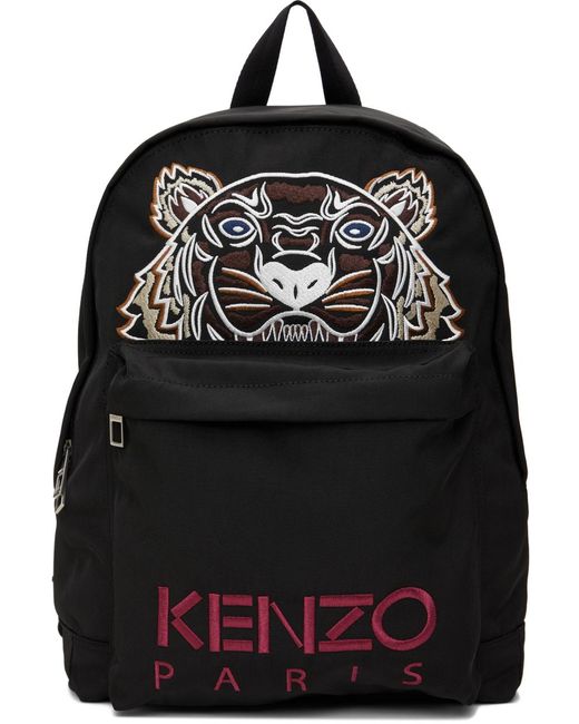 KENZO Black Canvas Kampus Tiger Backpack for men