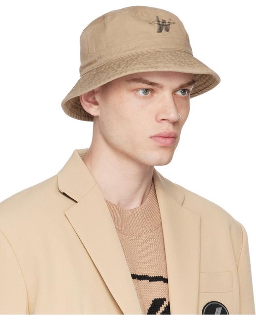 we11done Natural Wd One Logo Bucket Hat for men
