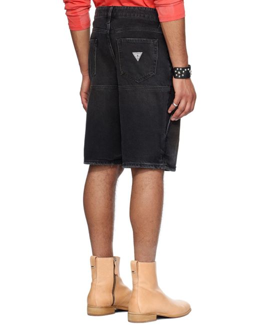 Guess USA Black Faded Denim Shorts for men