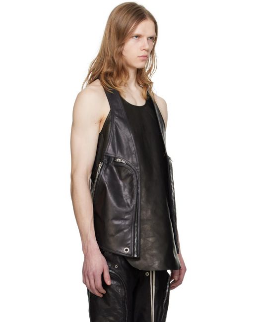 Rick Owens Black Bauhaus Leather Vest for men