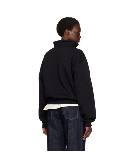 Jacquemus Black 'The Gros Grain' Zipped-Rollneck Sweatshirt