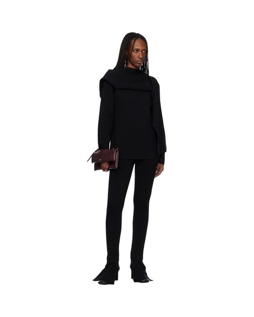Courreges Black Scarf Oversized Wool Sweater