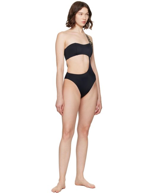 Maillot De Bain Une Pièce Noir À Bretelle À Motif Greca Versace en coloris Black