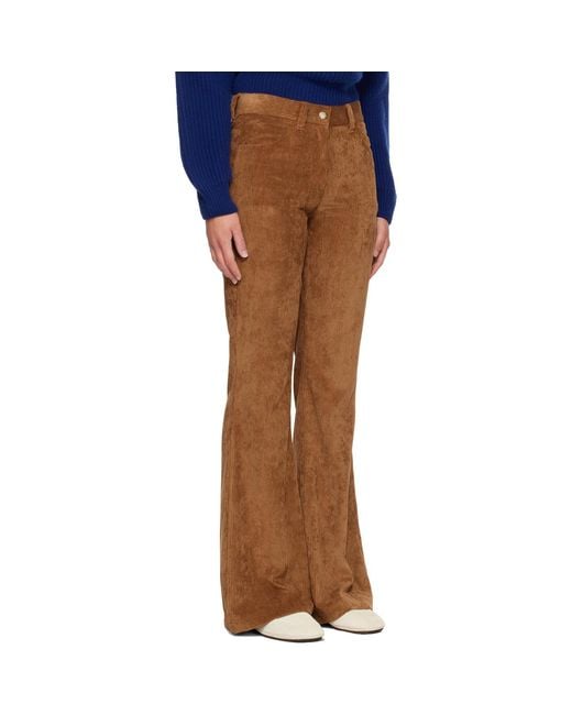 Moncler Brown Tan Corduroy Wide Leg Trousers