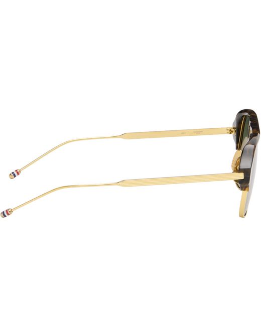 Thom Browne Brown Acetate & Titanium Aviator Pilot Sunglasses for men