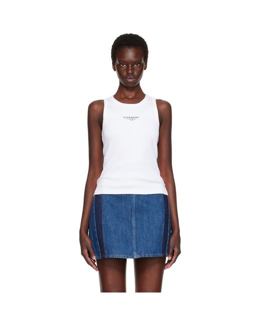 Givenchy Blue Slim Fit Stamp' Print Tank Top
