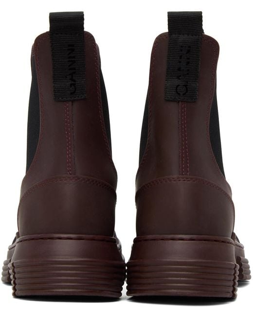 Ganni Brown Burgundy City Boots