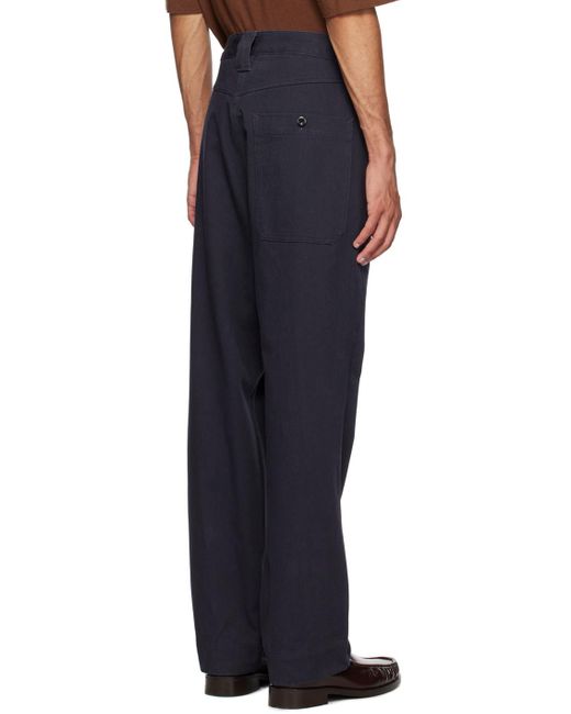 MHL by Margaret Howell Blue Dropped Pocket Trousers for men