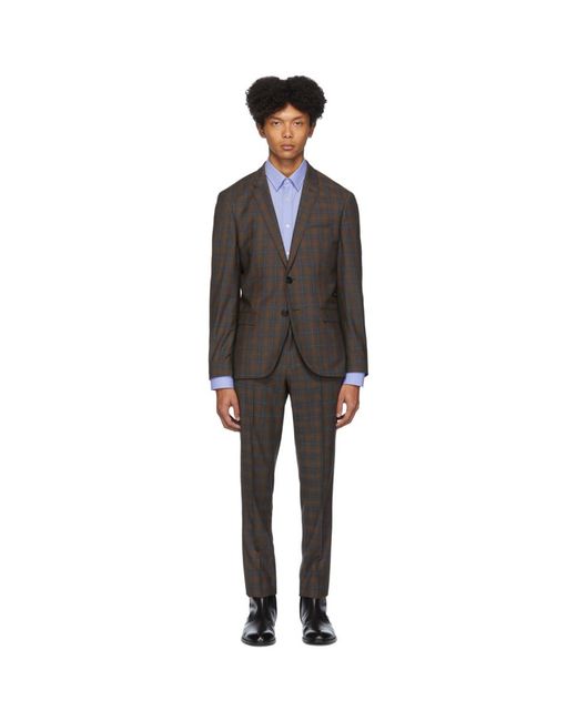 HUGO Multicolor Beige Arti/hesten 193 Check Suit for men