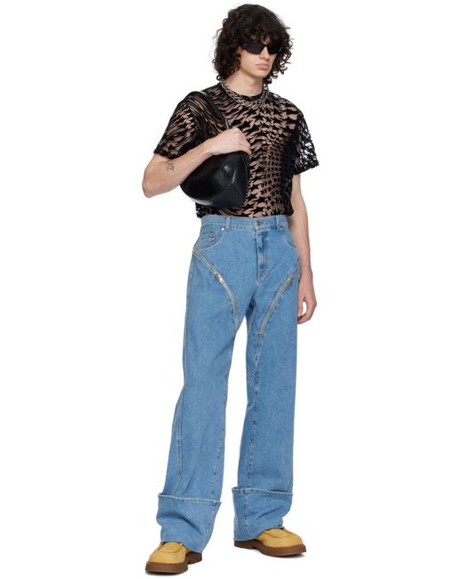 メンズ Mugler ブルー ジッパー ジーンズ Blue
