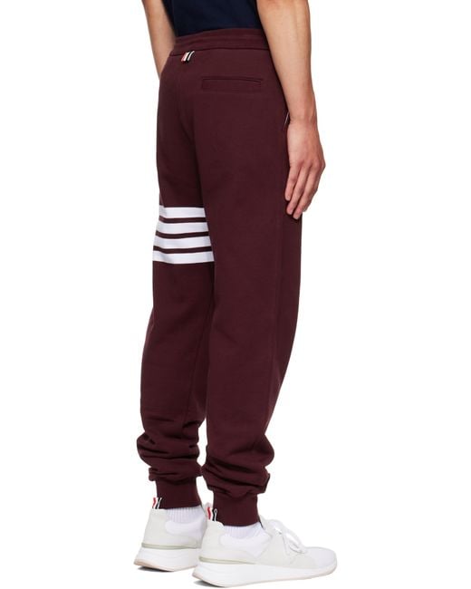 Thom Browne Red Burgundy Classic Loopback 4-Bar Sweatpants for men