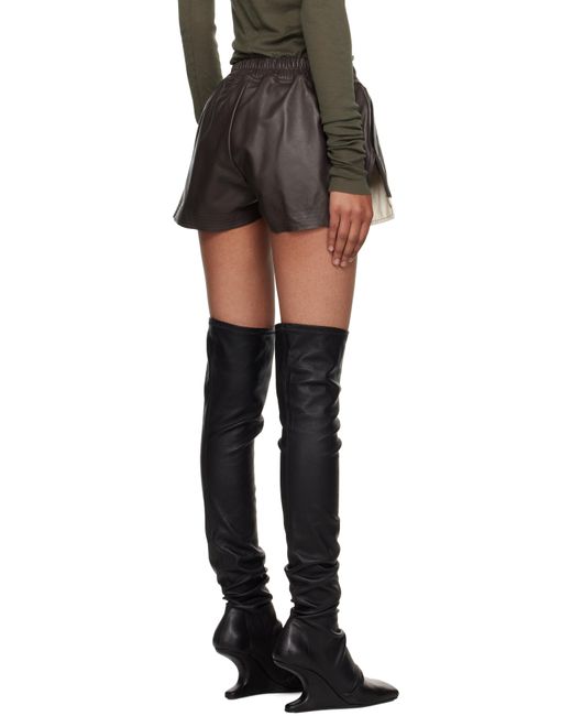 Rick Owens Black Concordians Fog Boxer Leather Shorts