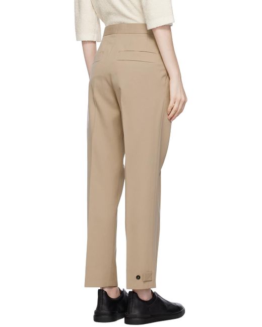 Zegna Natural Beige Pleated Trousers