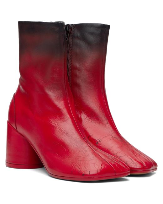 MM6 by Maison Margiela Red Anatomic Block-Heel Boots