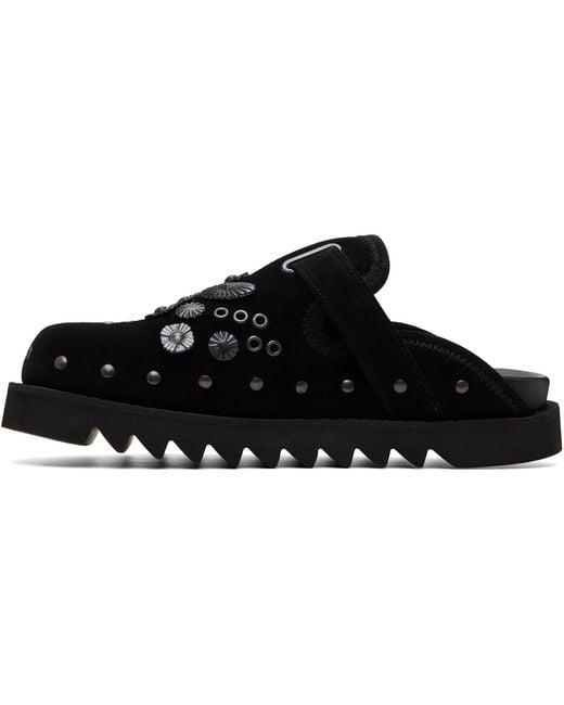 Toga Virilis Black Eyelet Metal Sabot Loafers for men