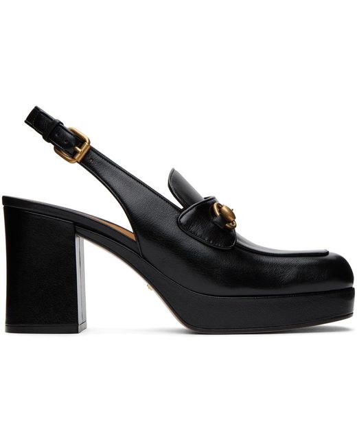 Chaussures à talon bottier noires à mors Gucci en coloris Black