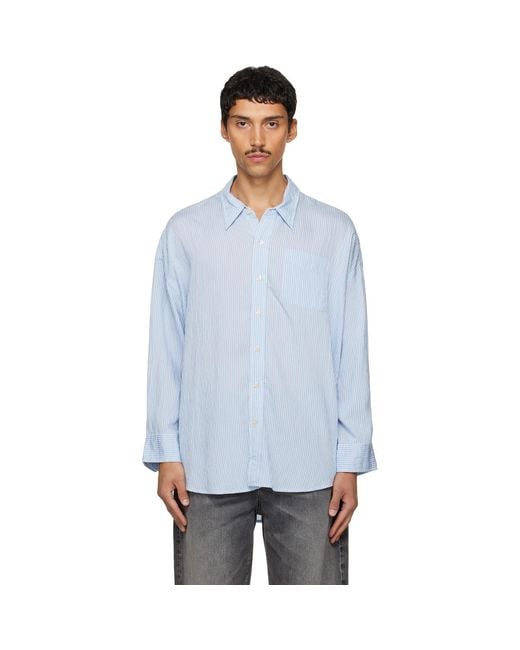 R13 Blue Drop Neck Shirt for men